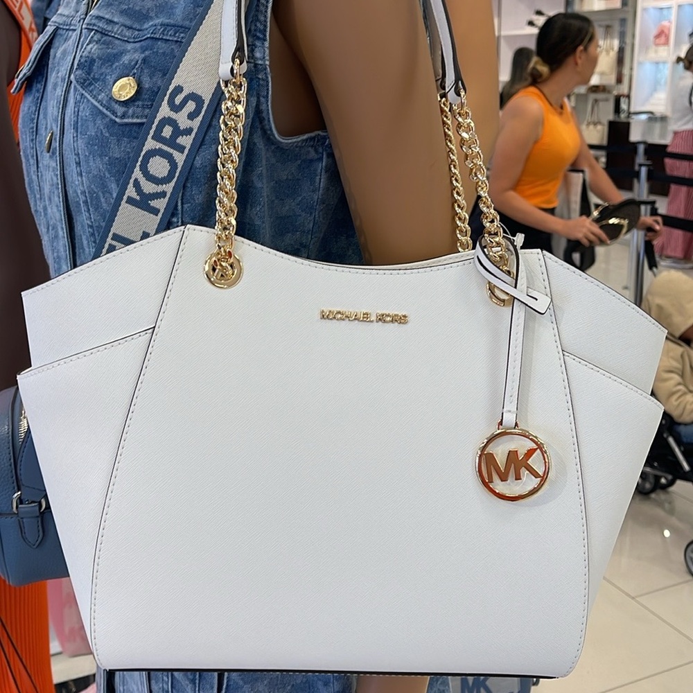 Michael Kors Jet Set Lg Saffiano Leather Chain Shoulder Tote Bag MK
Optic White - Picture 7 of 16